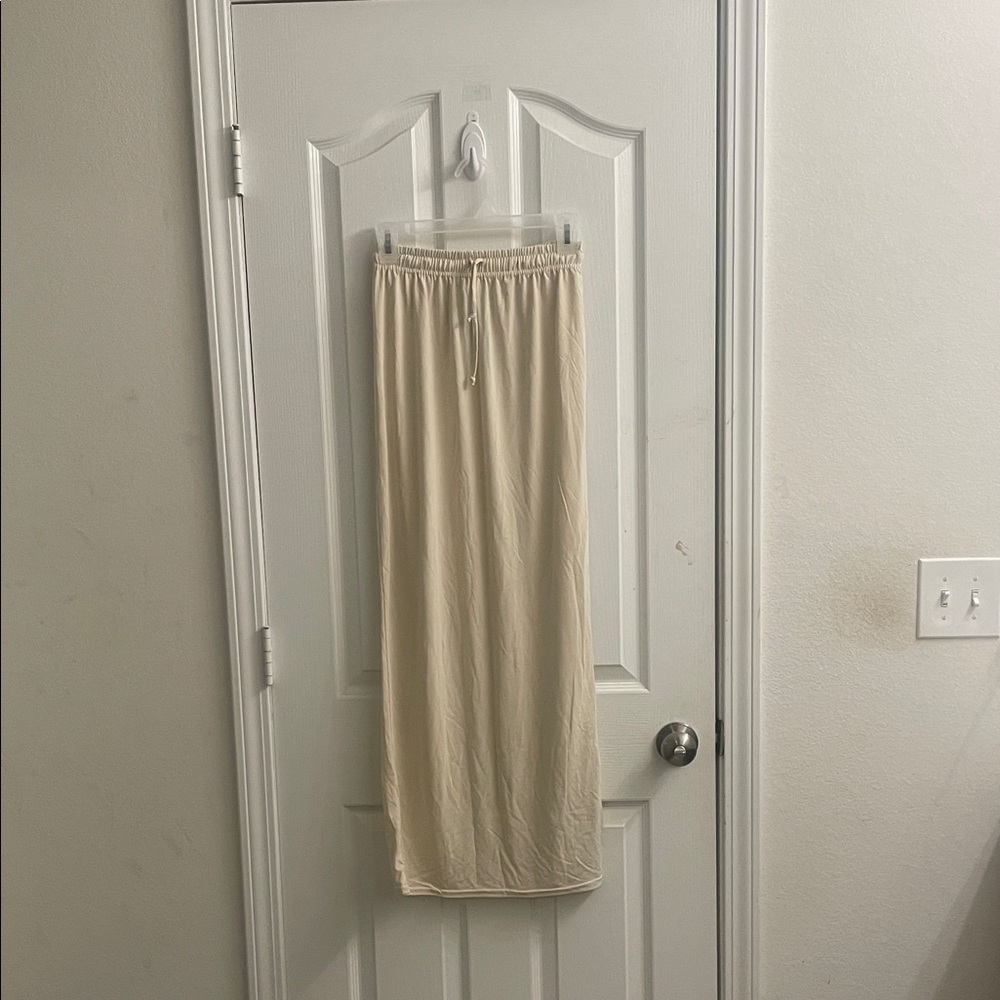 Boohoo Cream Drawstring Maxi Skirt